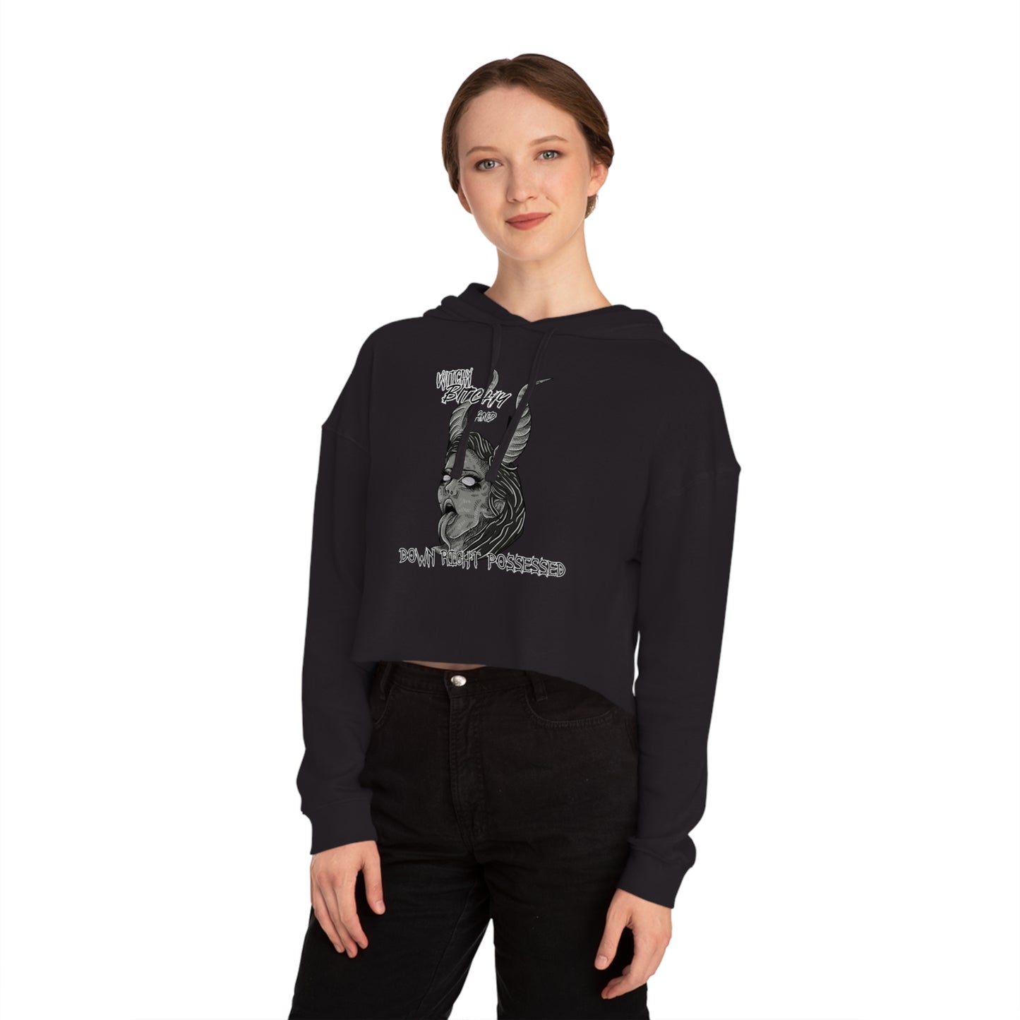 Witchy, Bitchy, and down right possessed cropped Hoodie