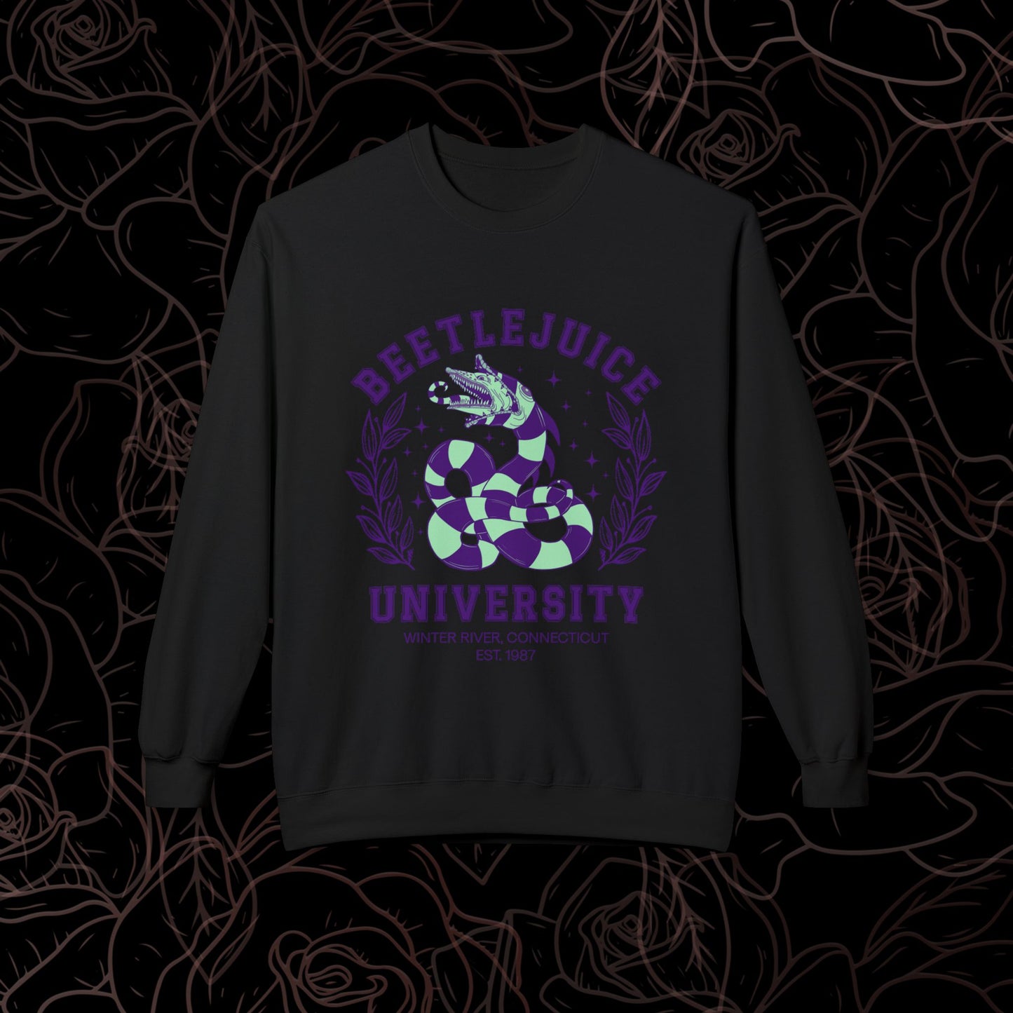 BeetleJuice University - Black and Purple Crewneck