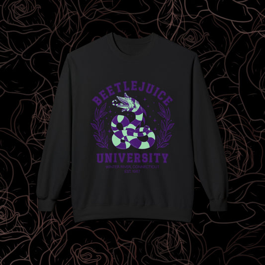 BeetleJuice University - Black and Purple Crewneck