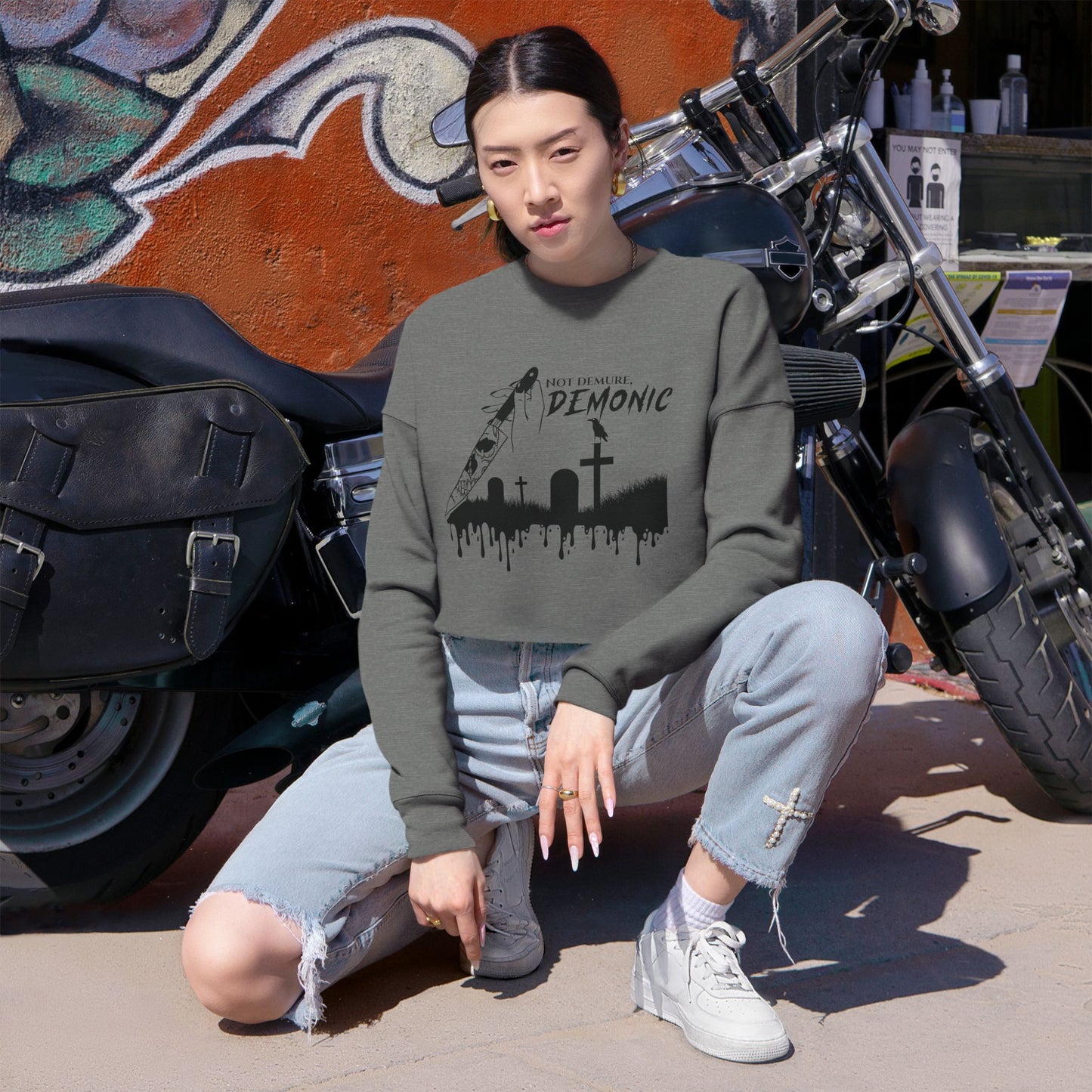 Not Demure, Demonic Cropped Sweatshirt