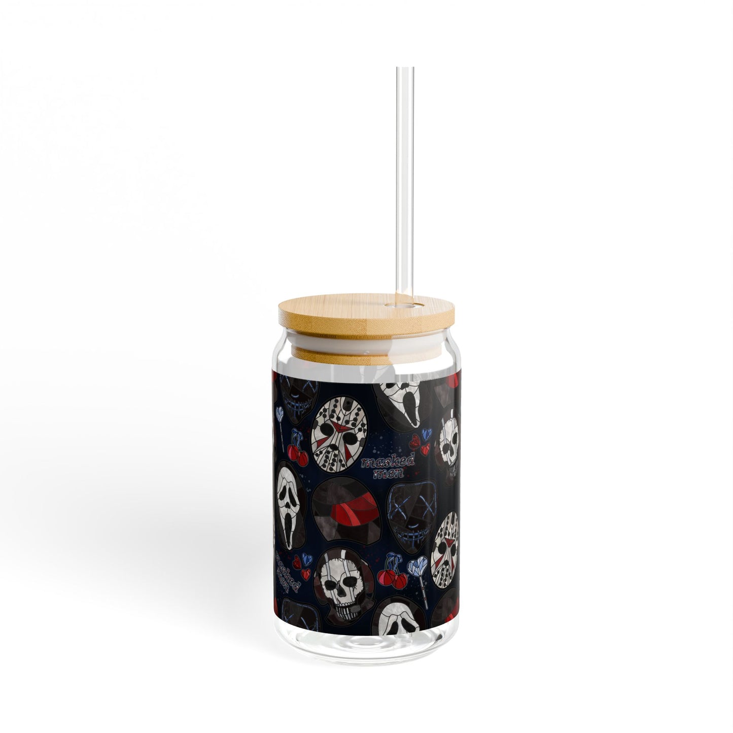 Masked Men Glass Cup