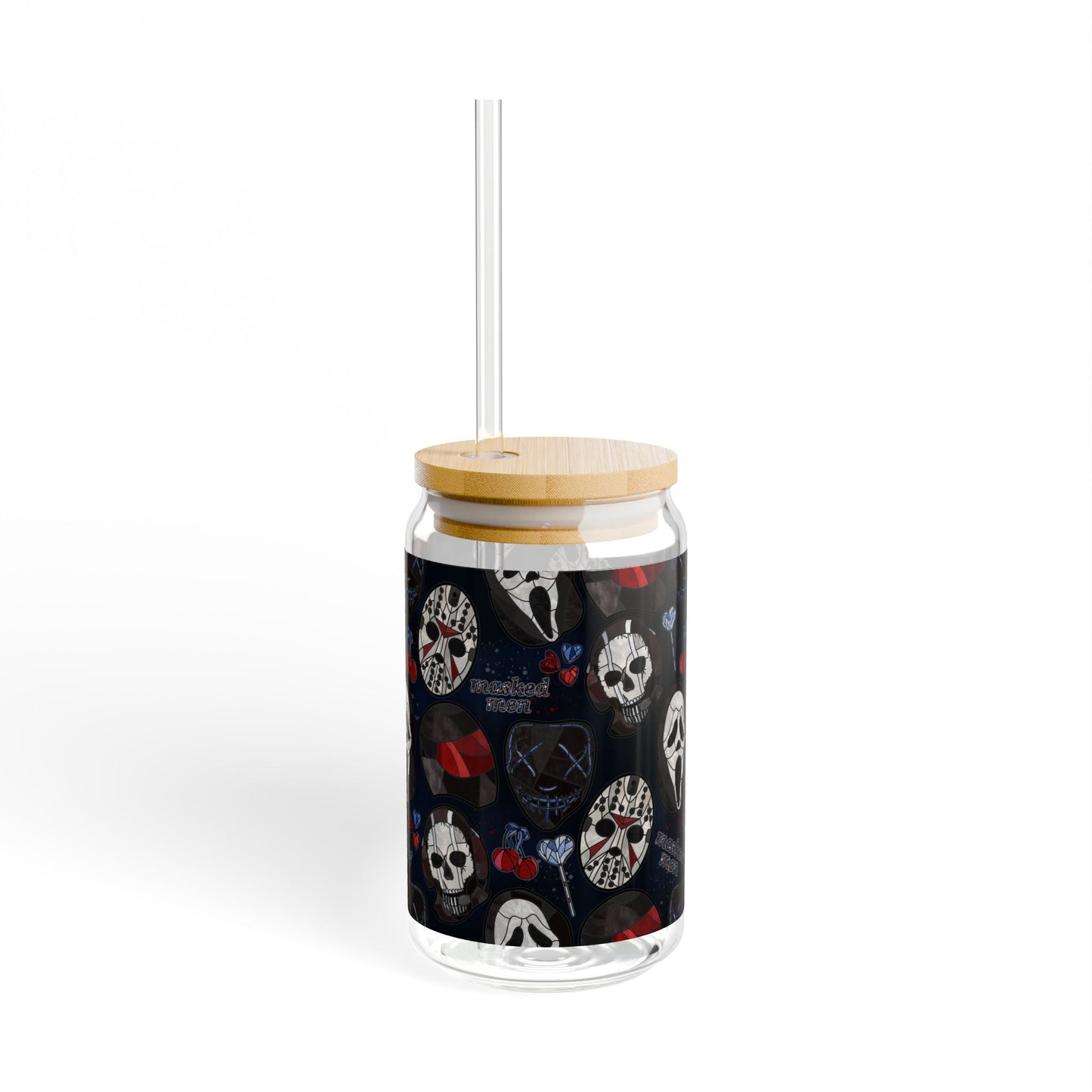 Masked Men Glass Cup