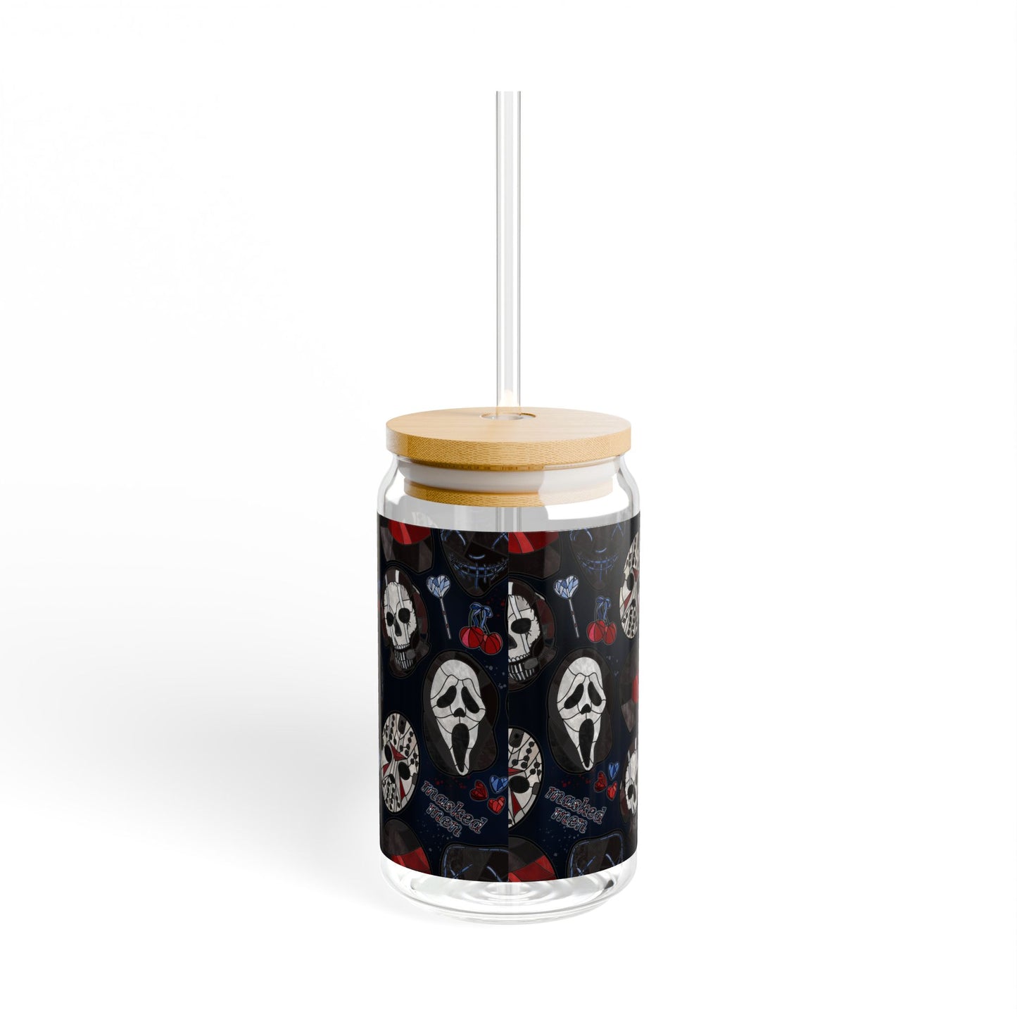 Masked Men Glass Cup