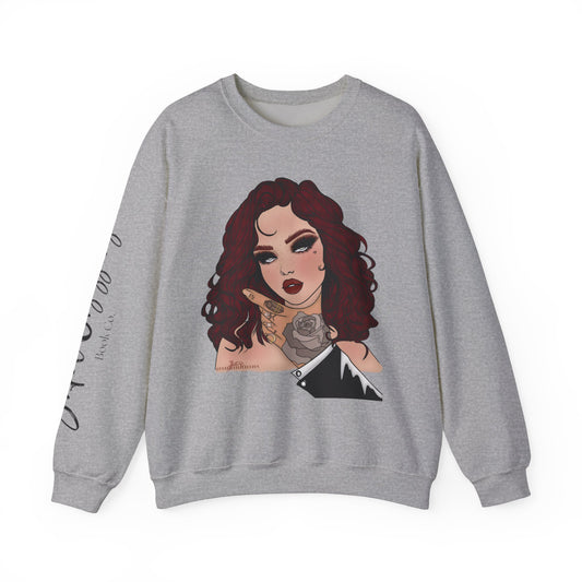 Hand Necklace Crewneck with Logo Sleeve